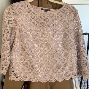 Lace metallic top